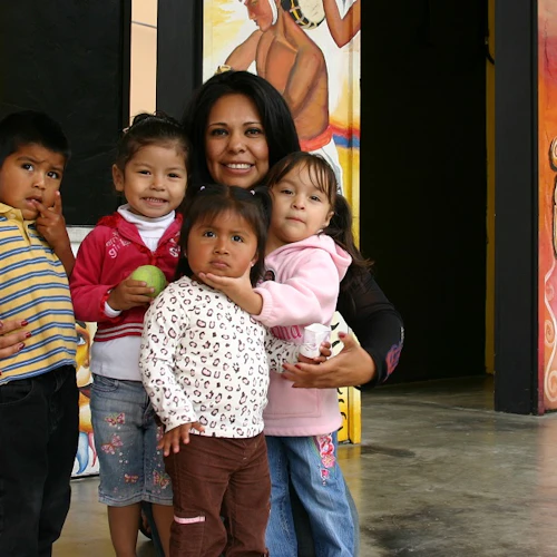 A teacher with her students