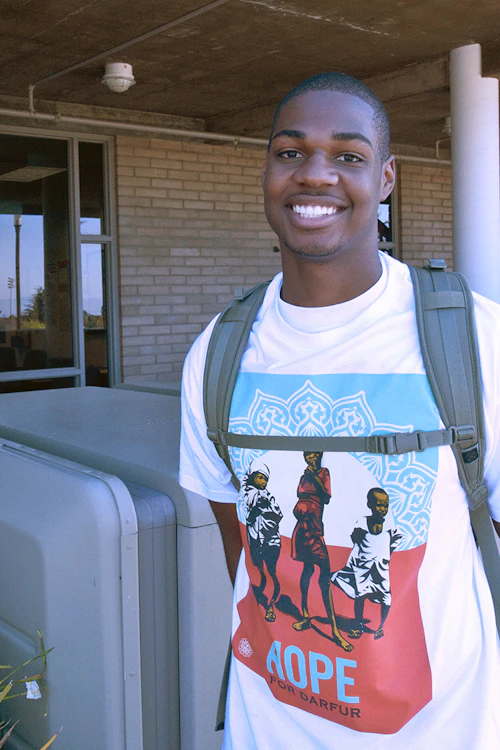 Student near the bike lockers