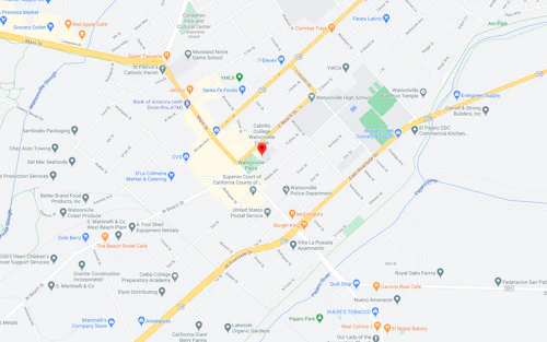 map of surrounding Watsonville center