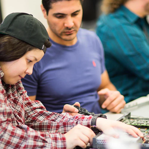 Cabrillo College Computer Information Systems Classroom Working Students