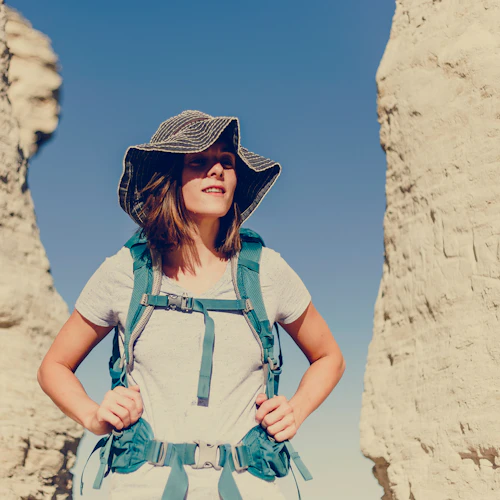 student walking trail