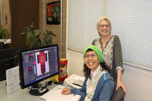 Instructor assisting student