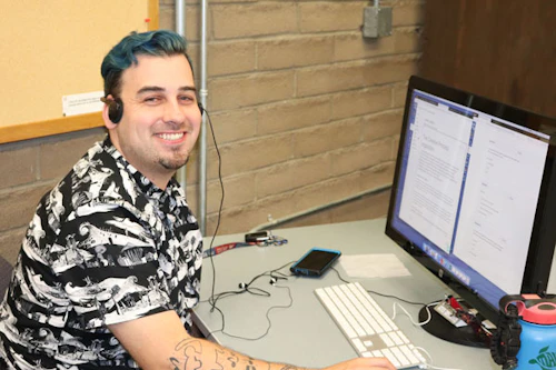 Student working on computer