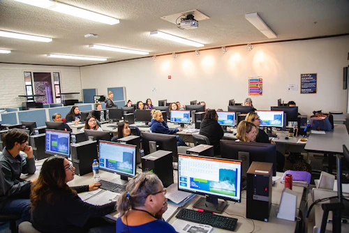 Cabrillo students in a computer lab
