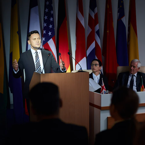 Candidato dando discurso