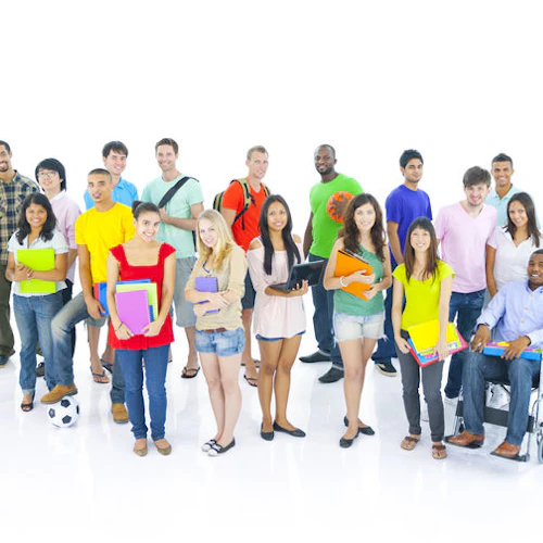 Large group of multi-ethnic young people