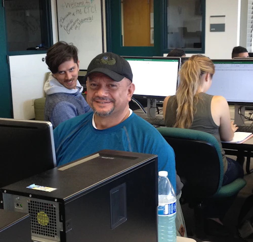 student using computer