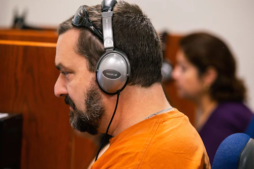 Student using headphones