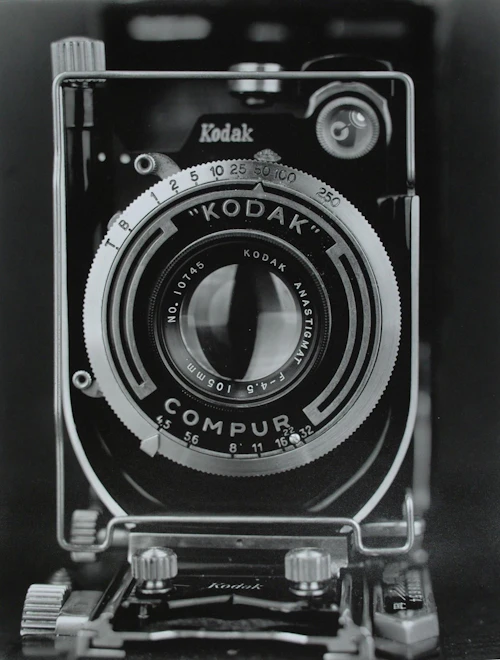 front of ta kodak camera
