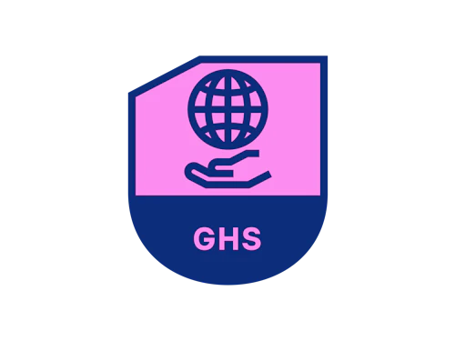 Cresta con "GHS" y una mano bajo un globo