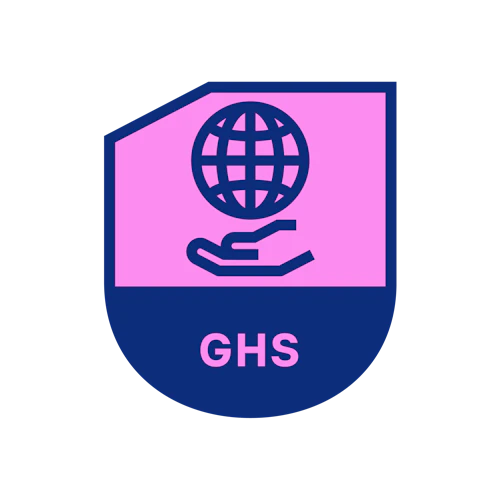 Cresta con "GHS" y una mano bajo un globo