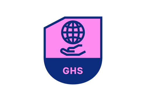 Cresta con "GHS" y una mano bajo un globo