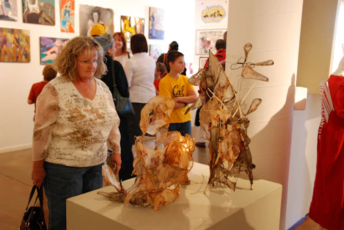 Una mujer mirando arte