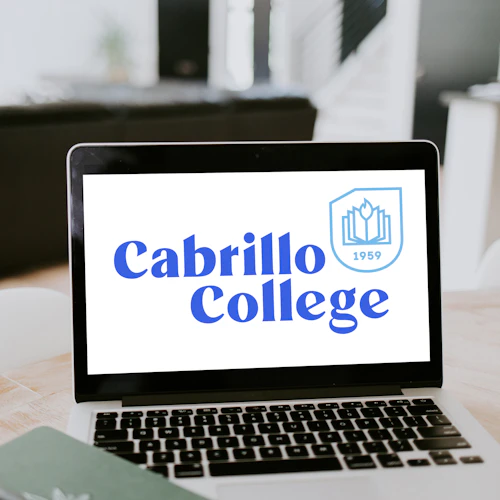 Cabrillo College Logo on a laptop screen