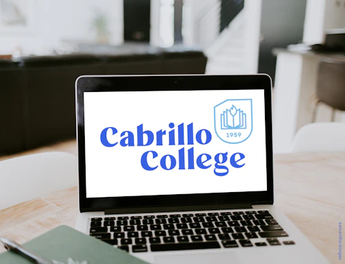 Cabrillo College Logo on a laptop screen