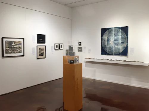installation view with cyanotype of moon