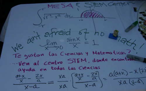 photo of text "we're not afraid of math"