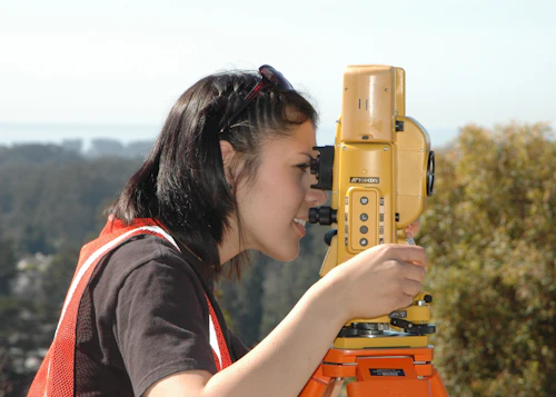 Engineering student surveying