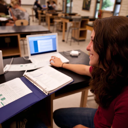 Imagen decorativa: estudiante trabajando en clase