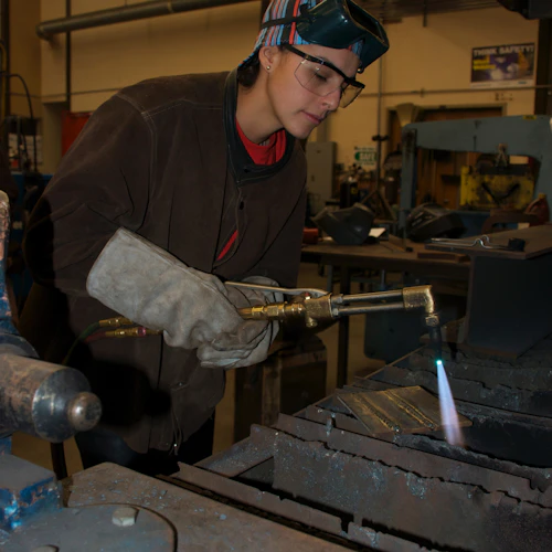 student welding