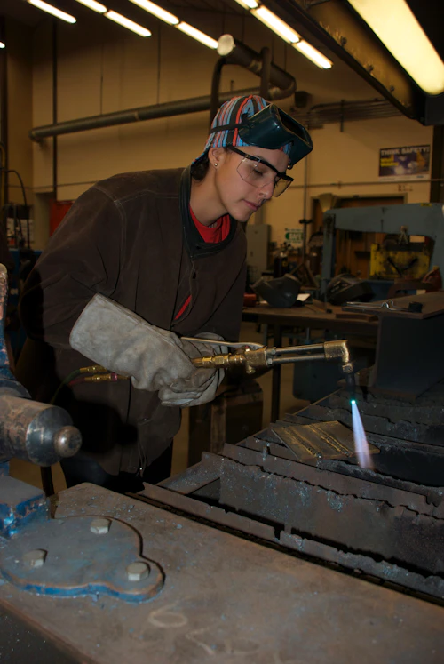 student welding