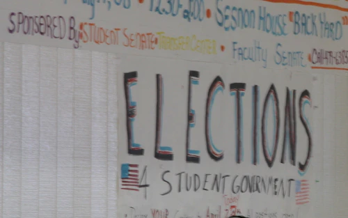 election sign in student center