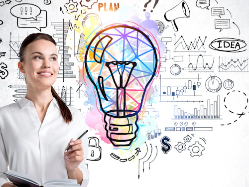 mujer con una linterna dibujada en el fondo