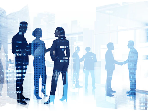 personas de negocios en el fondo