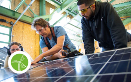 solar panel being looked at