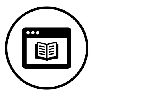 Icono: Libro de texto en un navegador web