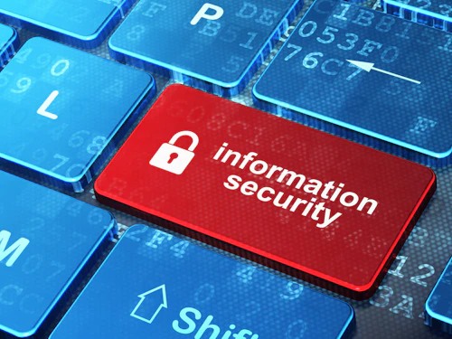 computer keyboard with a red tab