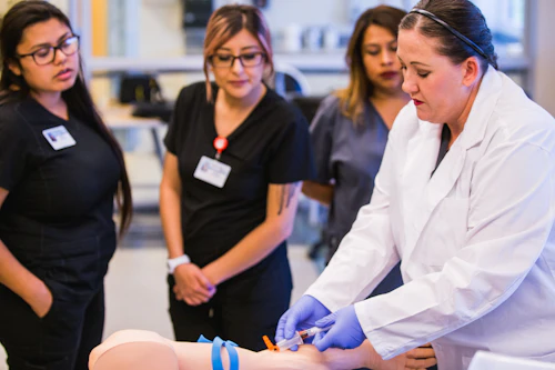 medical assisting students learning