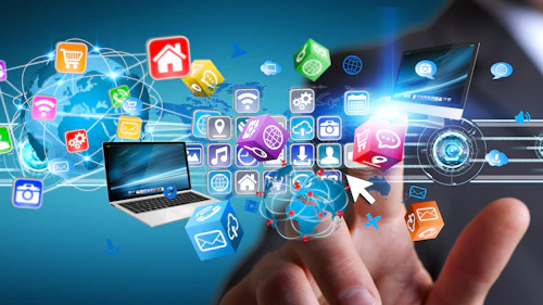 conceptual image with computer application icons