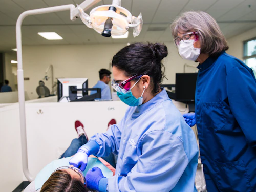 student with a patient