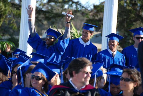 student cheering at graduation