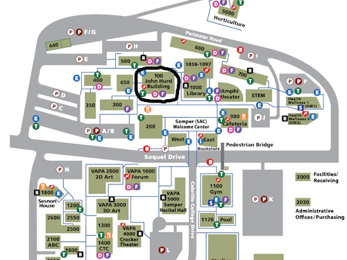 Mapa del Campus Principal de Cabrillo College
