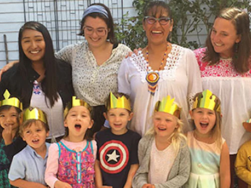 Griselda with students