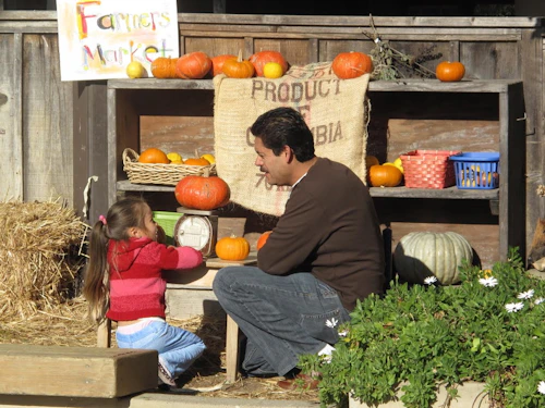 students at the farmers market