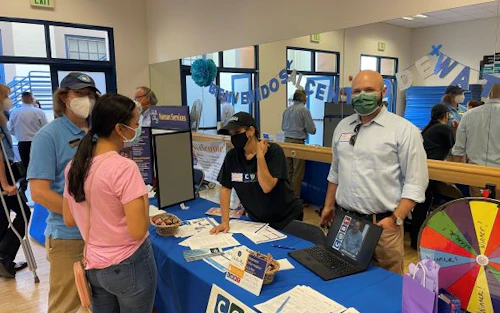faculty members giving info to student