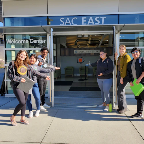 Students at Welcome Center