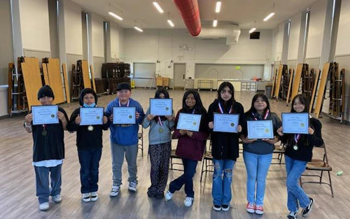 Branciforte Middle School Students with Certificates and Medals