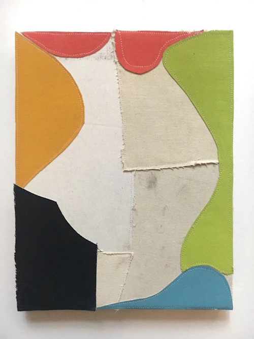 Jonathan Parker "#58" lienzo de color sólido pintado, en varios colores bordados sobre un lienzo figura abstracta de cabeza