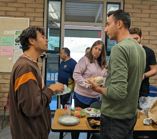Instructor and Math tutor getting to know each other