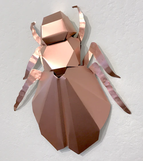 Copper formed large bug wall sculpture