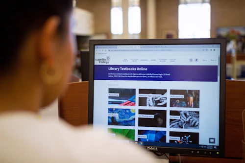 student using online textbooks