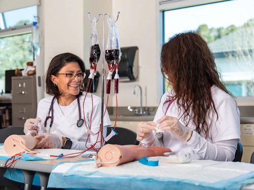 nursing students practicing