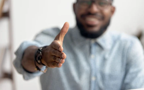 Employer giving a handshake