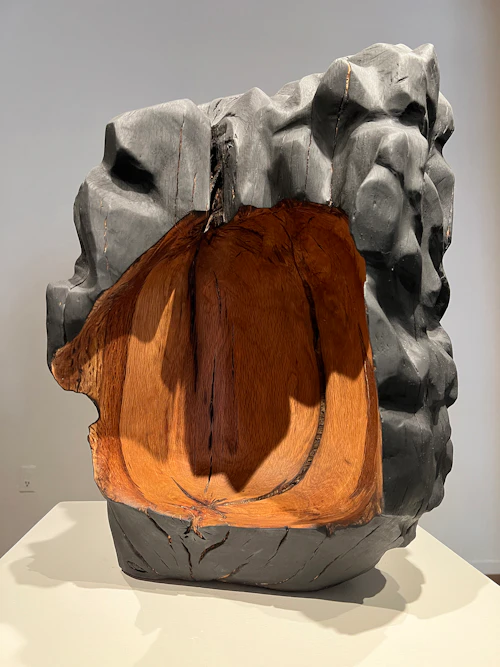 "Dear Child, Safe Space," charred oak wood