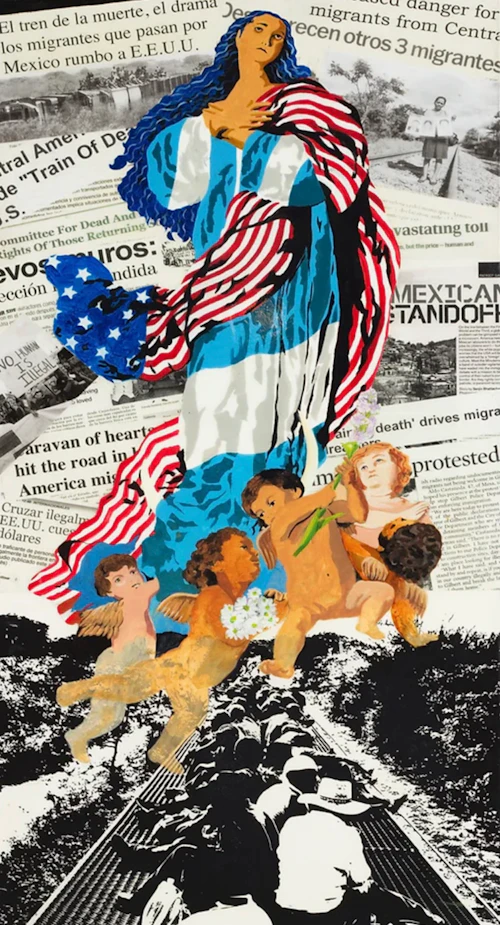 "Oraciones Radicales", collage sobre paneles