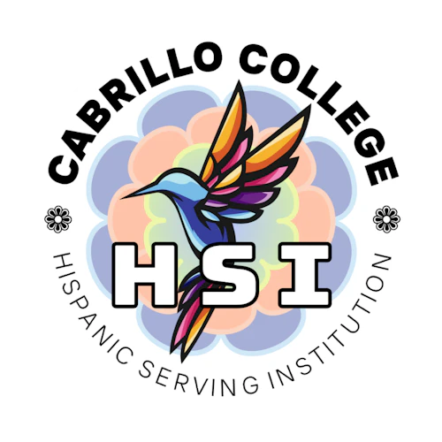 Cabrillo College/ HSI Logo of colorful hummingbird